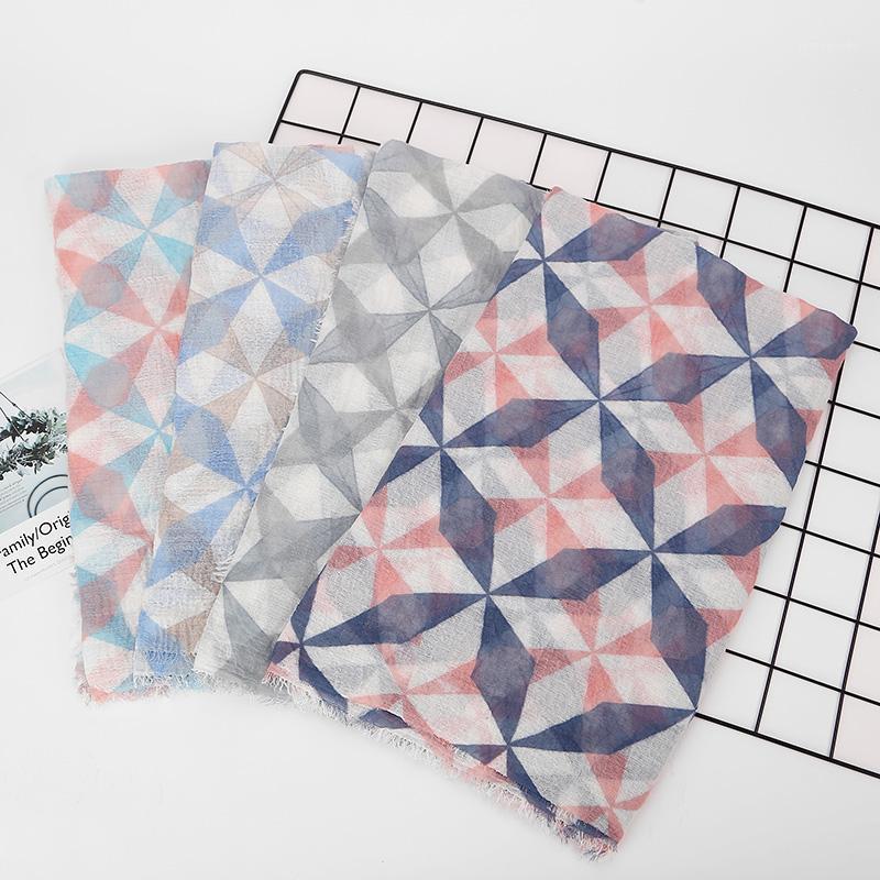 

100pcs/lot Women Maxi Graphic diamond Print bubble plain shawls bandana muslim hijab scarf big shawls wraps wholesale scarf1