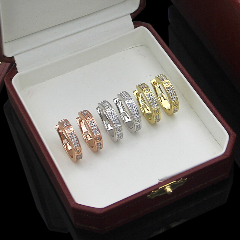 

18K gold full diamond stud earring fashion woman Charm earrings European new designer jewelry