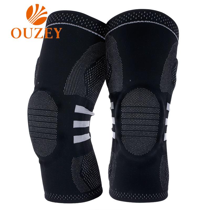 

OUZEY Comfortable, breathable and protective riding basketball spring support anti-collision silicone knee pads 3D knitted, L135-180kg