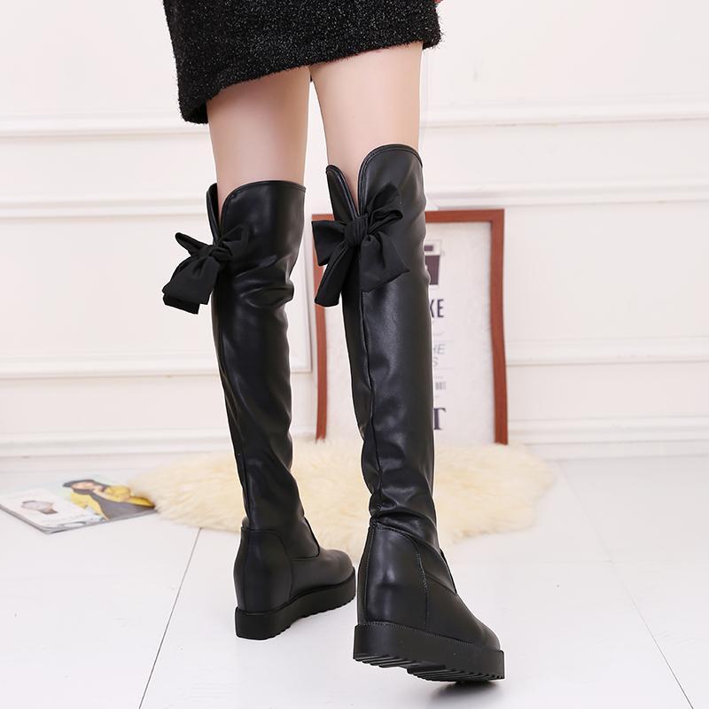 

2020Size 35-43 Winter Over The Knee Boots Women Stretch Fabric Women Thigh High Sexy Woman Shoes Long Bota Feminina1, Black