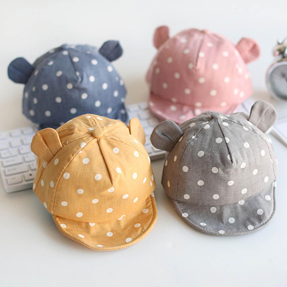 

Children Sun Hats Toddler Caps Cute Dot Baby Cap Girl Boys Sun Hat With Ear For Spring Newborn Photography Props Baseball Cap #40, Yellow