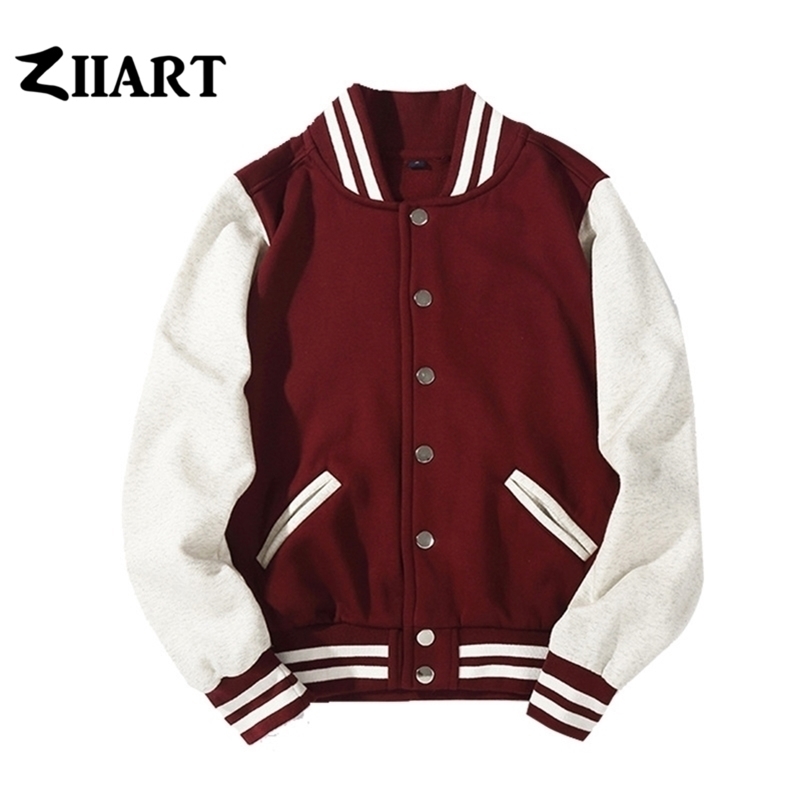 

Man Boys Baseball jackets S 3XL Wine Red Black Royal Blue Red Navy Blue Couple Clothes Autumn Winter ZIIART 201104
