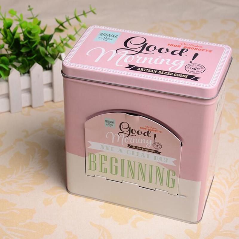 

Colorful American Style Flip Cover Tin Coffee Storage Box Candy Organizer Holder Gift Case Portable Biscuits Container