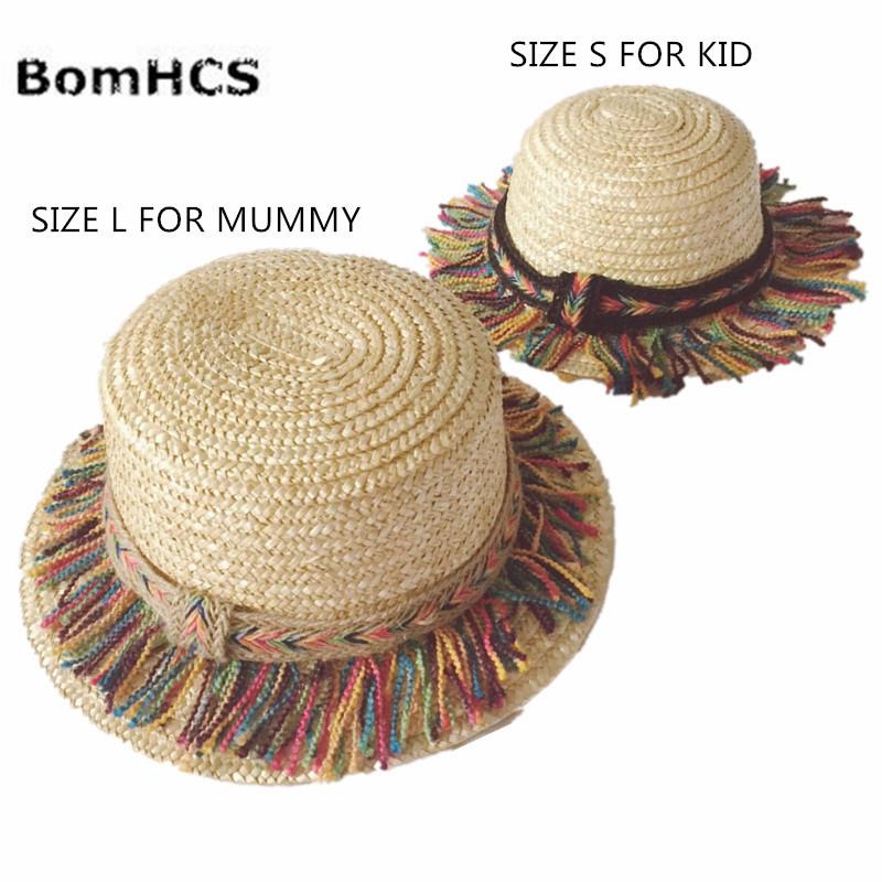 

Wide Brim Hats BomHCS 1PC Parent - Child Straw Hat Rainbow Tassels Rope Travel Sun Children Caps Women 17F-315MZ26, Khaki s