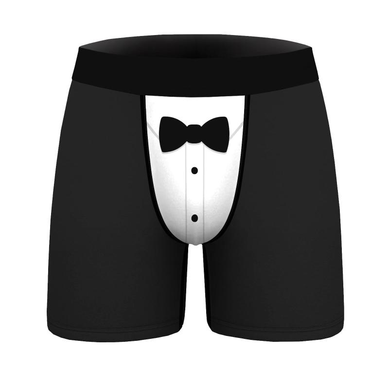 

Men Black Boxer Briefs Sexy Lingerie Gay Underwear Halloween Panties Mid Waist Elastic Waistband Breathable Stretchy Underpants