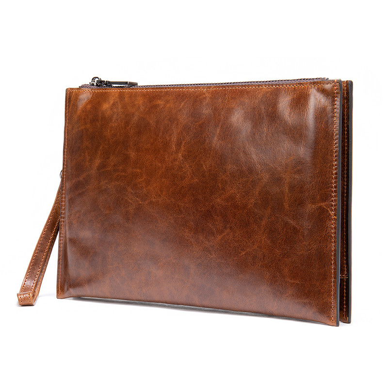 

2020 Leather Handbag Shoulder Pocket Handy Day Man Clutch Big Purse 1oen, Brown.