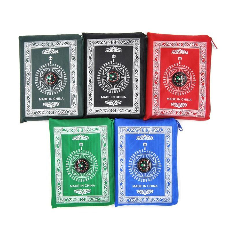 

Islamic Prayer Rug Portable Braided Mat Portable Zipper Compass Blankets Travel Pocket Rugs Muslim Prayer Rugs Muslim Worship, As picture