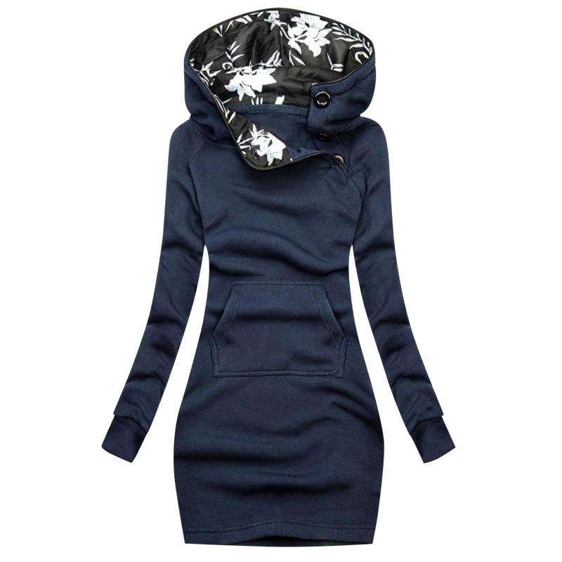 

Women Long Sleeve Coat Fashion Plaid Printed Hooed Jacket Zipper Pocket Sweatshirt Coat Female Windbreaker Veste Hiver Femme, Ye