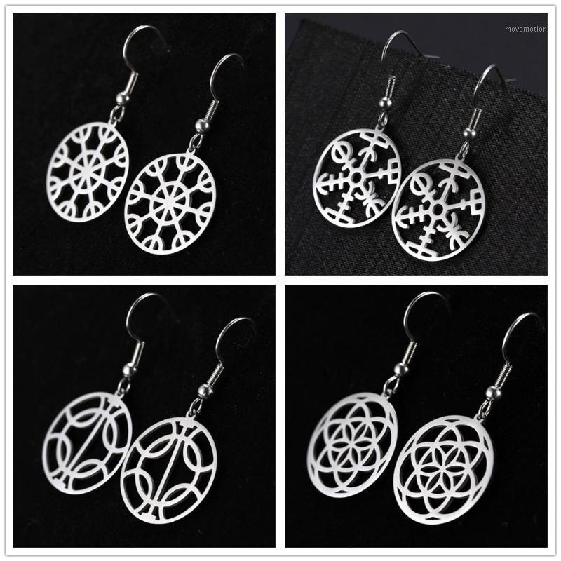 

Skyrim Viking Compass Flower of Life Amulet Drop Earrings Stainless Steel Talisman Dangle Earring Jewelry Gift for Women Girls1
