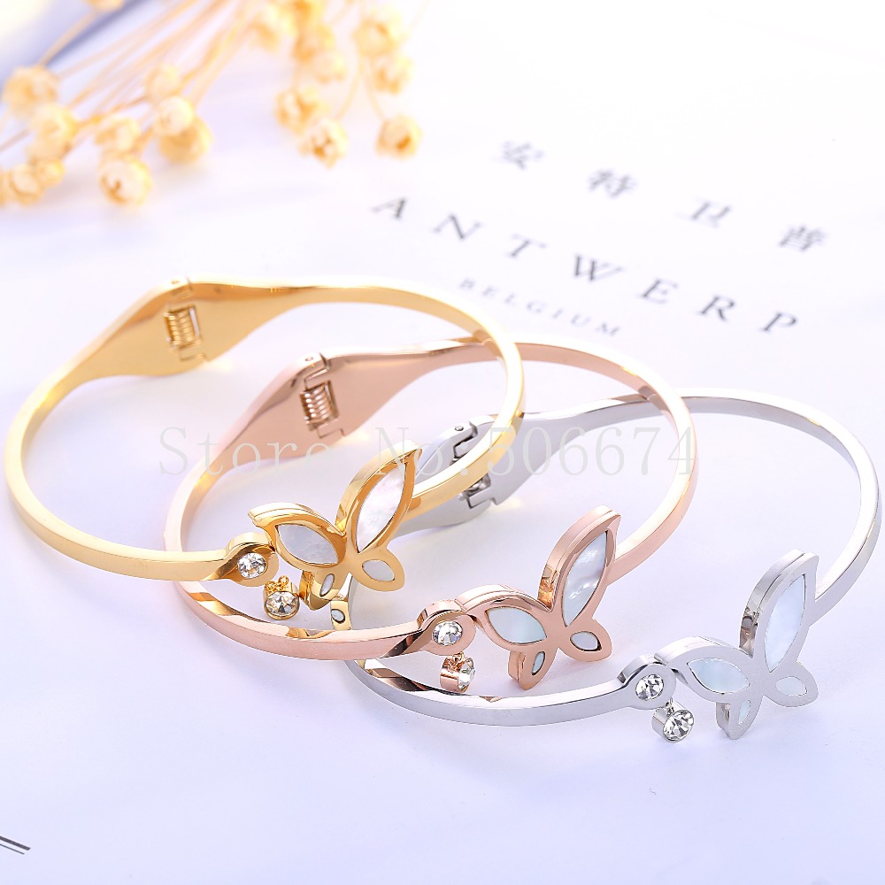 

Top Quality Butterfly Animal brand Fashion Jewelry Cuff Bracelets Bangles 316L Stainless Steel Bracelets For Women