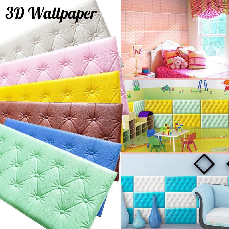 

3D Anti-collision Wall Stickers Wallpaper Self-adhesive Thicken Tatami Wall Mat Pad Kids Bedroom Living Room Foam Cushion Decor1