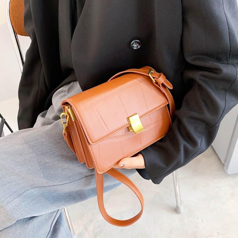 

2021 Bags For Women Trendy Shoulder Bag Solid Color Crossbody Pouch Women Small Square Bag Retro Handbag Clutches Pouch, Coffee shoulder bag