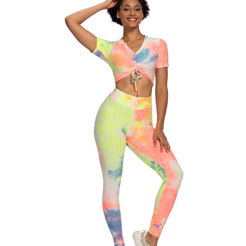 

Women Colorful Yoga Short Sleeve Yoga Clothes Running Sports Suit Fitness Top Shirt Workout Gym Seamless Breathable Shirt, Yg252yw