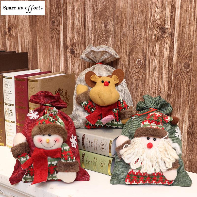 

Santa Claus Xmas Large Christmas Stockings Bags Sacks Santa Gift Sack Decoration Bag Candy Present Storage Drawstring Bag