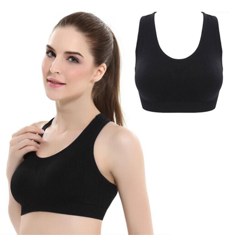 

Sexy Women Sports Bra Top Running Yoga Gym Fitness Plus Size Athletic Seamless Padded Push Up Racerback Crop Tank Top Brassiere1, Black