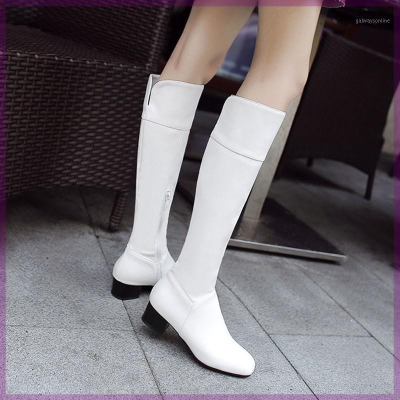 

Winter Boots Lady Leather Women's Shoes Boots-Women Zipper Round Toe Sexy Thigh High Heels High Sexy 2020 Mid Calf1