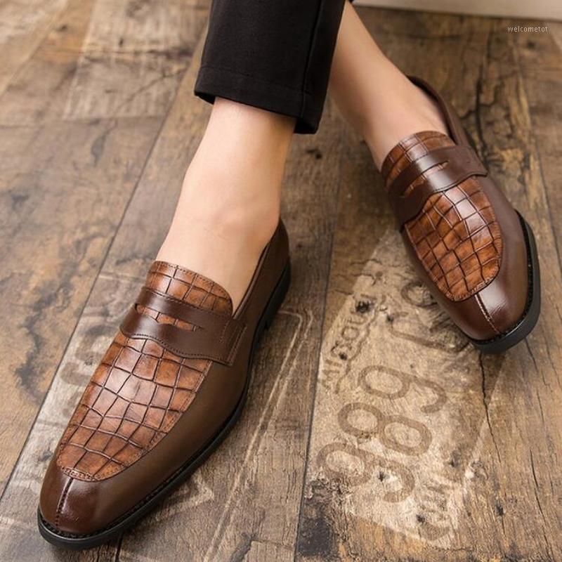 

Men male dress man formal slip on vintage plus size shoes mens business driving zapatos de hombres personlizar zapatos M01371, Lt brown
