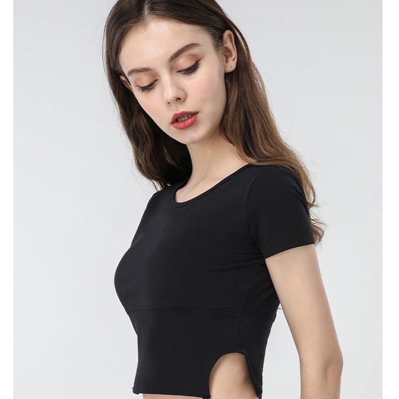 

Solid Breathable Yoga Short Sleeve Athletic Workout Seamless Sexy Sport Shirt Women Yoga T-shirt Fitness Women Short Sleeve, Red