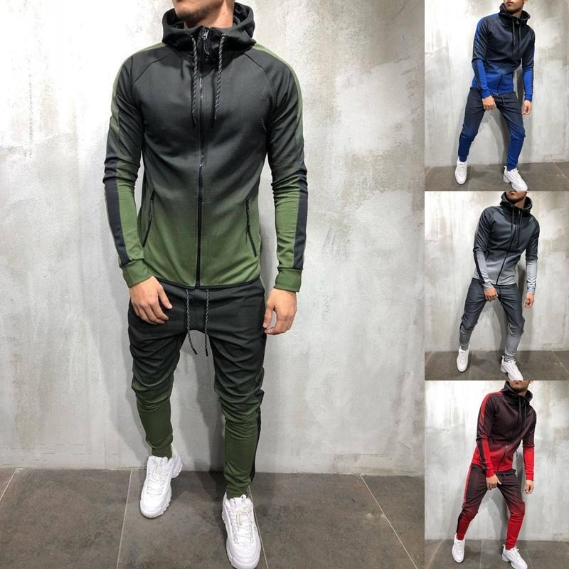 

Men Tracksuit 2 Piece Set 3D Gradient Color Casual Sweatsuit Hoodie Sweatshirts and Pants Set Sportswear Mens Joggers Sets, Blue