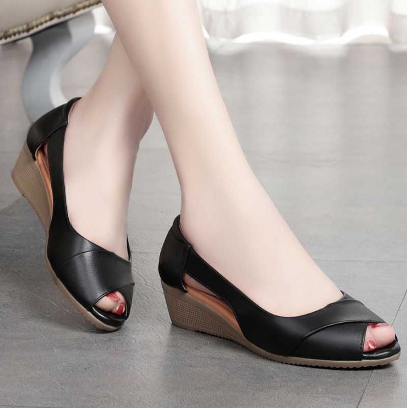 

2021Fashion Women Sandals Platform Summer Peep Toe Casual Non-Slip Wedge Beach Sandlias Elderly Ladies Shoes Zapatos De Mujer, Gray