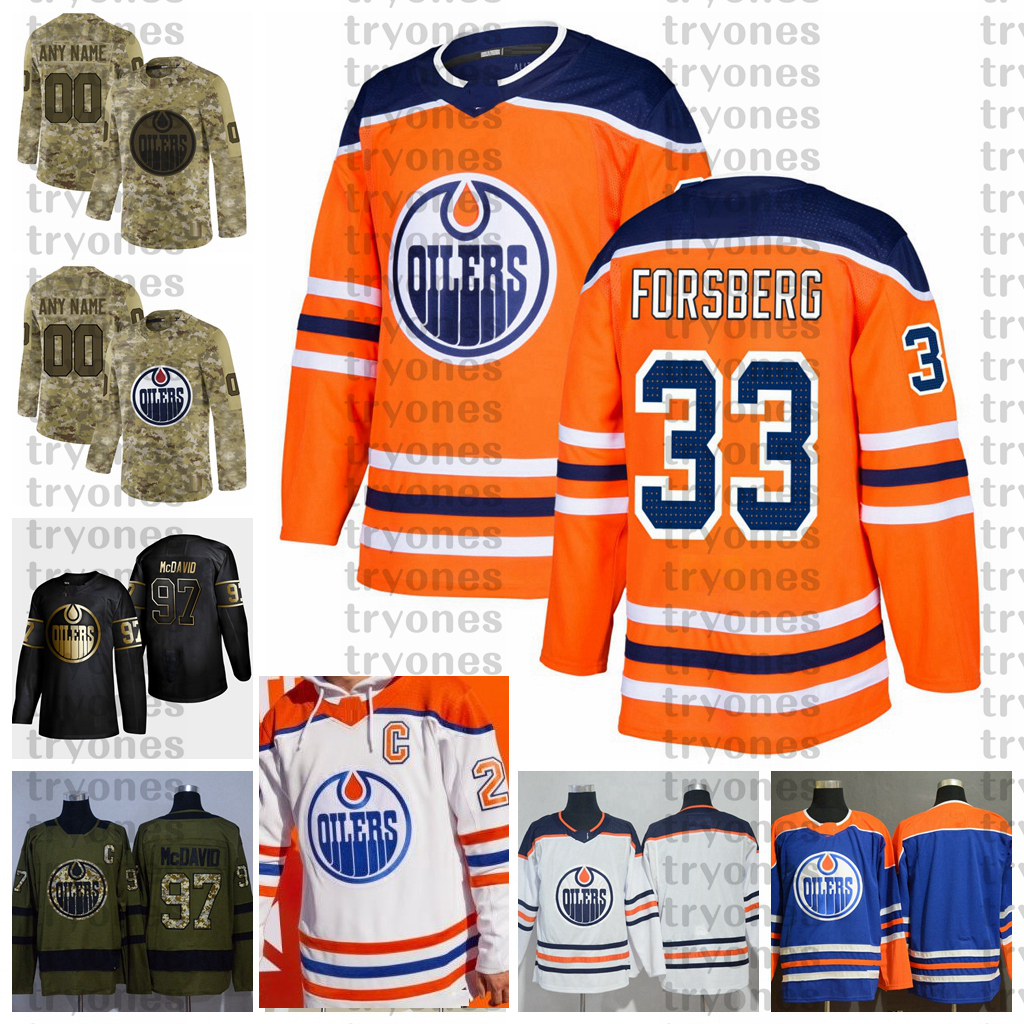 

2021 Reverse Retro customize #33 Anton Forsberg Edmonton Oilers Hockey Jerseys Golden Edition Camo Veterans Day Fights Cancer Shirts, Blue