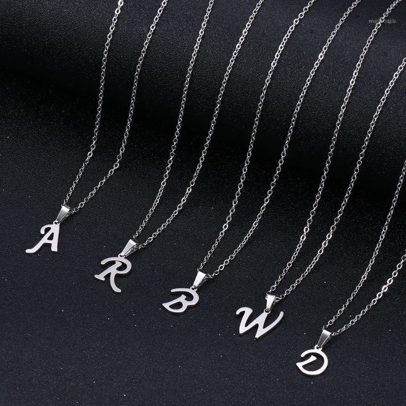 

Chains Women Exaggerated Minimalist Luxury Cursive Metal A To Z Alphabet Initial Necklace 26 Letters Pendant