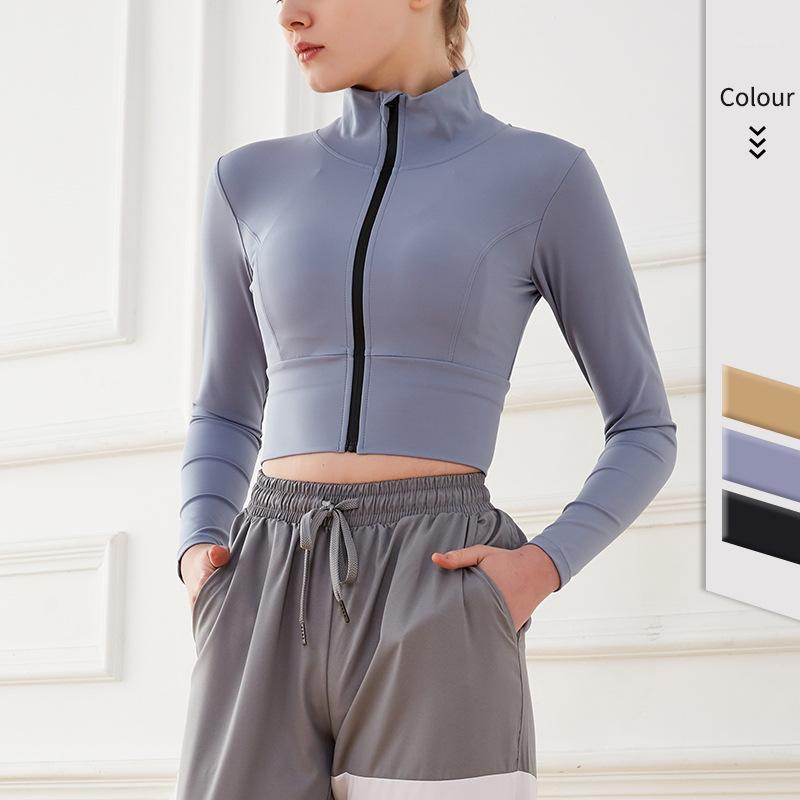 

Women Long-Sleeve Sports Crop Top Yoga Suit Sportswear Gym Fitness Running Clothes Workout1, Black