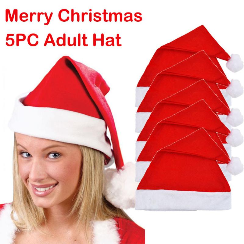 

Christmas Decorations 30# 5pc Adult Unisex Xmas Red Cap Santa Novelty Hat For Party Women Men Boys Girls Decor
