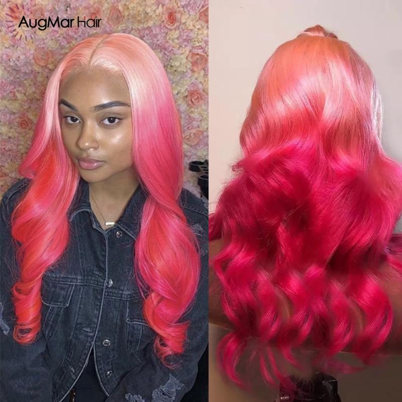 

13x4 Lace Front Wig Rainbow Human Hair Wigs Pre Plucked Body Wave Remy Hair With Baby, Blue