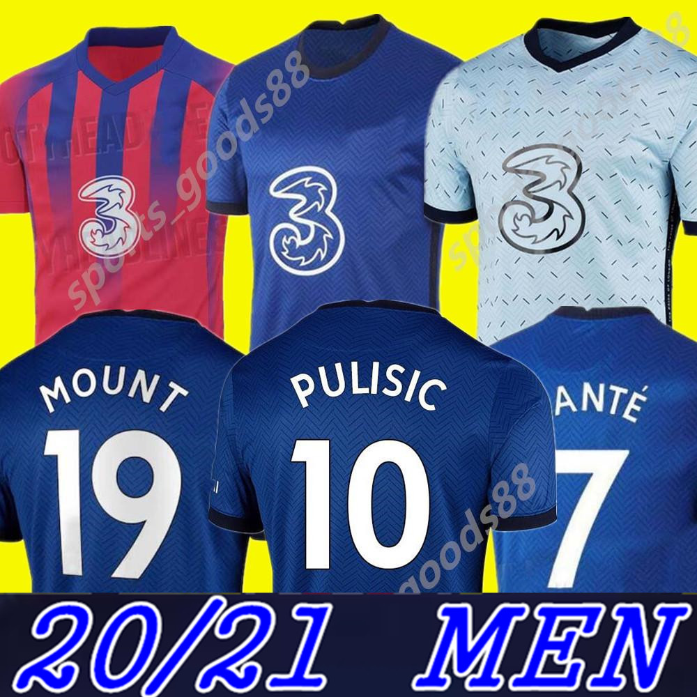 

CFC PULISIC ZIYECH HAVERTZ KANTE WERNER ABRAHAM CHILWELL MOUNT JORGINHO soccer jersey 2020 2021 GIROUD football shirt 20 21 men + kids kit, Colour 5
