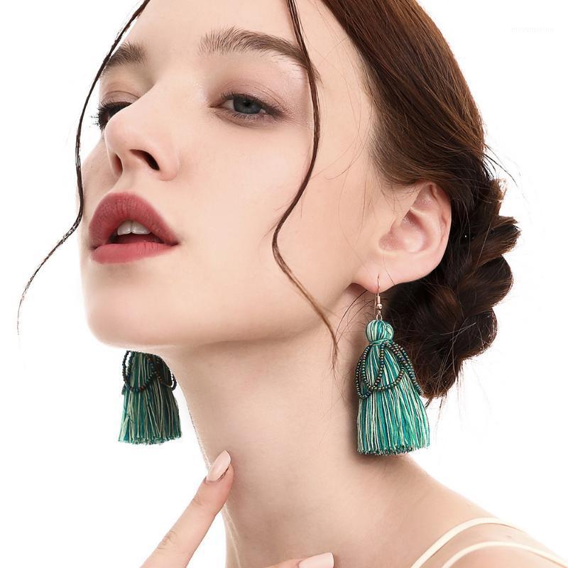 

2020 new 6 colors Bohemia Hand-made Elegant Bead woven Dangle Earrings for Women THE INS Tassel Earrings For Woman Girls1