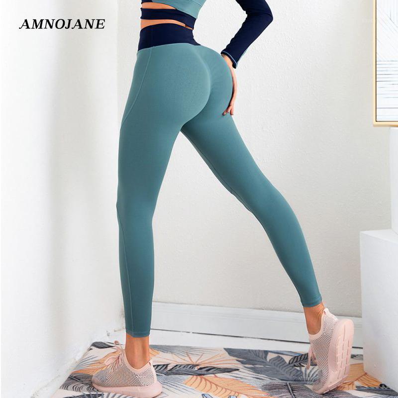 

High Waist Push Up Leggings Women ContrastColor BuLifting Sportlegging Scrunch Sport Legging Seamless Sexy Compression Tights1, Blue