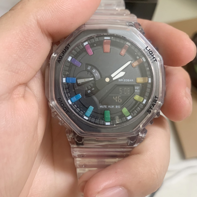 

Full-featured GA Wrist watches LED Dual Display Men's Women Casual Sports Royal Oak Electronic Analog Digital Ladies Waterproof Clock 2100, Model 6