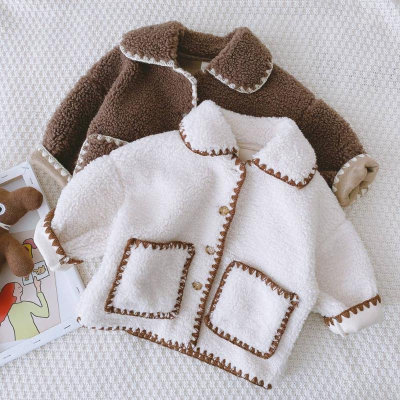 

Fall Spring Fashion Autumn Girls Boys Kids Coat Suede Fleece Winter Long Sleeve Children Baby Infants Coats Outwear Casacos Hot1, Beige