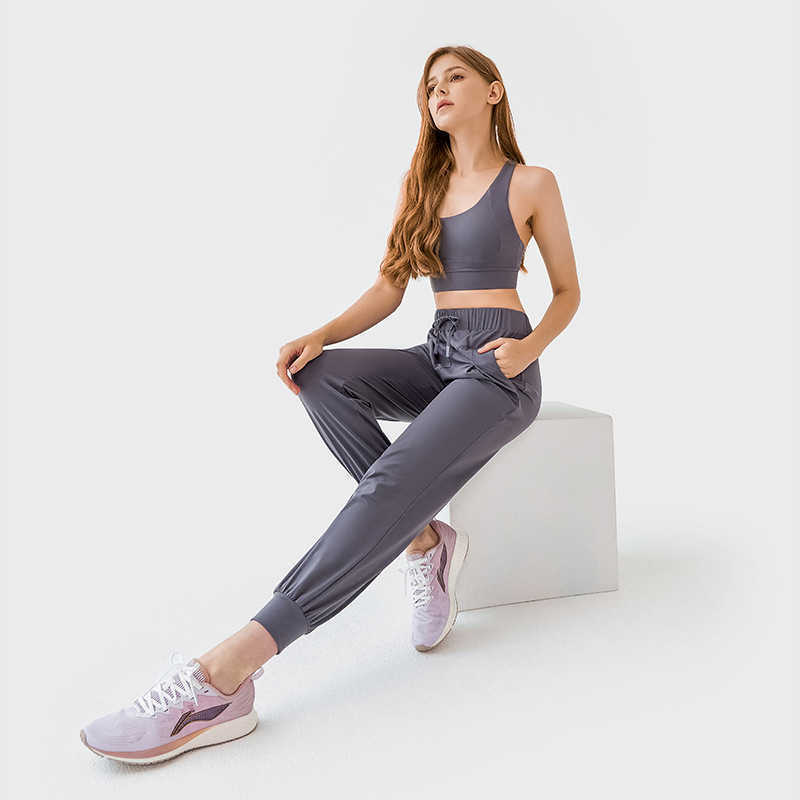 

Drawstring Women's Leggings Yoga Capris Loose Hanging Sense Leisure Fitness Running Pants Gym Clothes Women Workout Trouses, Black