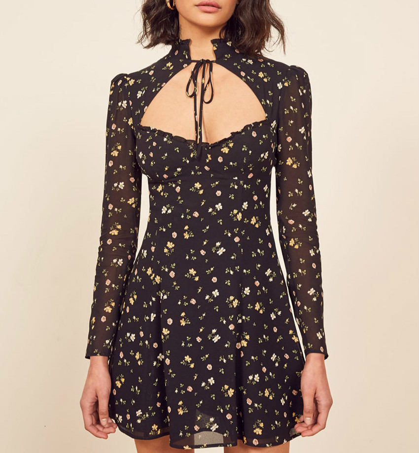 

New 2021 Retro Women's Dresses Sexy Out French Lady Magro Mini Dressed in Long Chiffon Party Clothes Vyml, Black