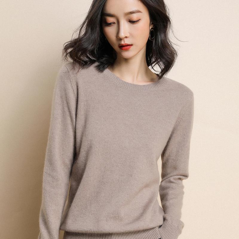

High Quality Pure Colors Spring Autumn Winter European Style Women Fashion Pullovers Knitted Cashmere Wool Sweater Lady Big Size, Dark grey