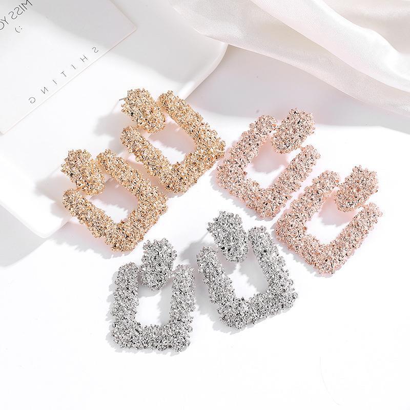 

Stud -selling Earrings In Europe United States Cross-border Heavy Metal Simple Geometry Embossed Floral Earring