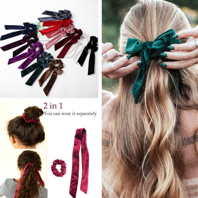 

1Pc Hair Ropes Hair Band Velvet Scrunchies Elastic Bow Girls Ties Women Sweet Women Headband Valentine's Day Present