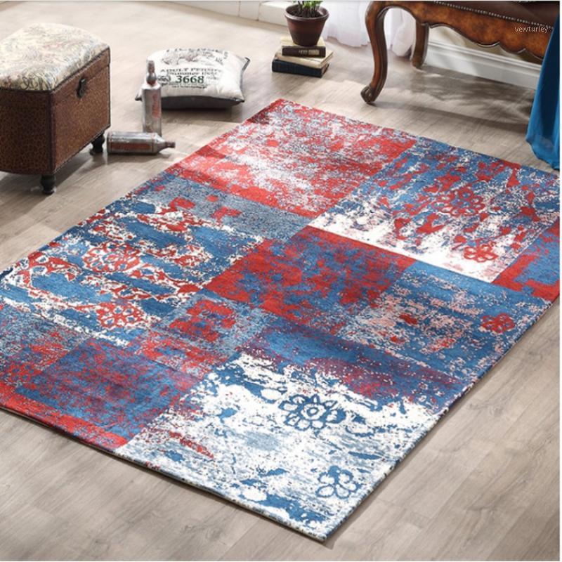 

Unique oil painting art style living room machine weaved living room rug , American style retro decoration bedside carpet1, As picture