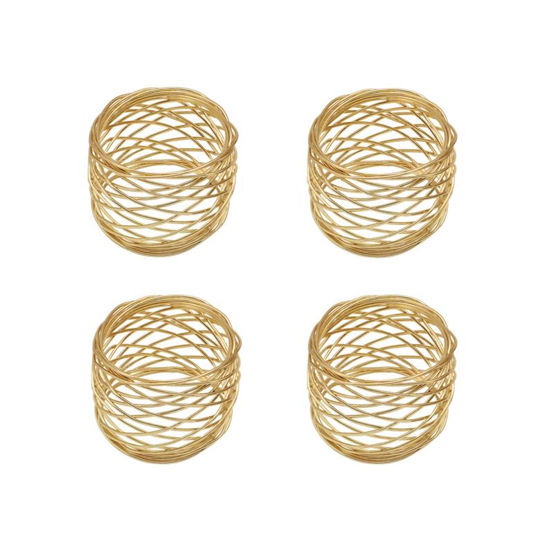 

4 Pcs Alloy Mesh Napkin Rings Golden Napkin Holder Adornment Exquisite Household Napkins Rings Set for Wedding Dinner Decor Tabl