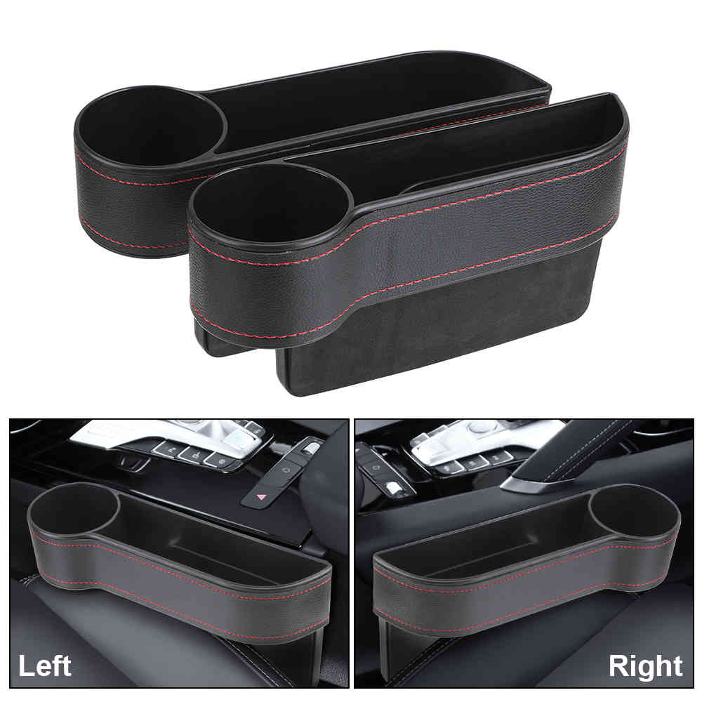 Universal Seat Gap Slit Box Phone Bottle Keys Holder Car Seat Gap Storage Case Leather Car Organizer Box With Charging Hole-image-747751365
