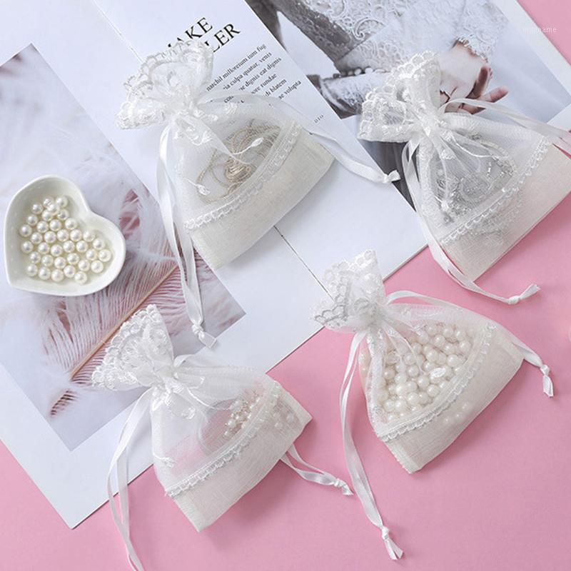 

FenKicyen Cute Gift Bags Slub Yarn Jewelry Candy Pouches Container For Wedding Party Favor Holder Floral Mesh Gift Bag Organizer1