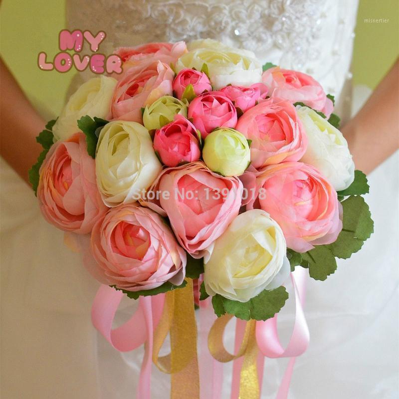 

4 color] (22heads/bunch) 2020 New.Silk / Simulation / Artificial flower Camellia Romantic,Wedding/Bridal bouquet1, Pink