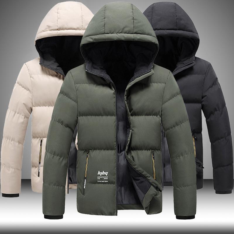 

Fashion Parka Men Coats 2020 Winter Jacket Men Thicken Hooded Solid Color Overcoat Casual Warm Outdoor Windproof Mens Clothing, Hq999white