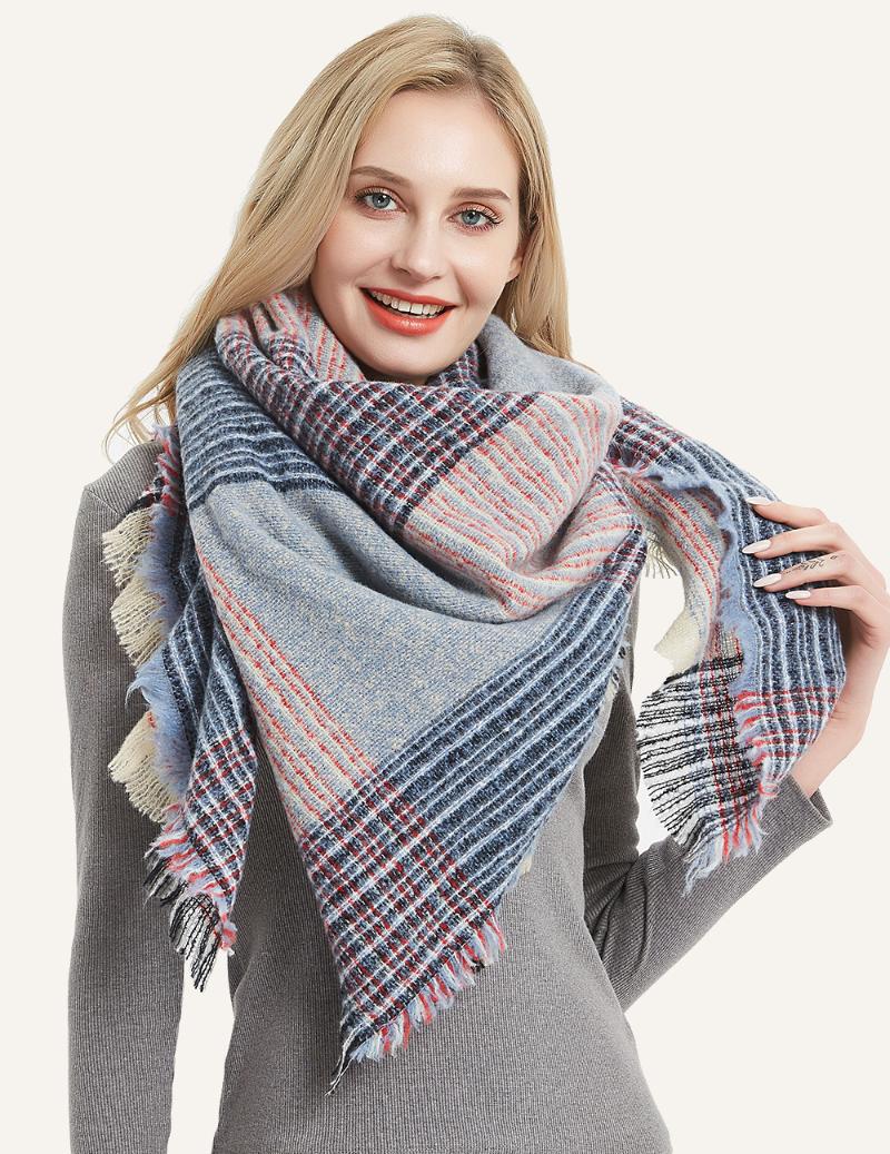 

Scarves Spring Winter Women Knitted Scarf Plaid Warm Cashmere Shawls Lady Wrap Blanket Female