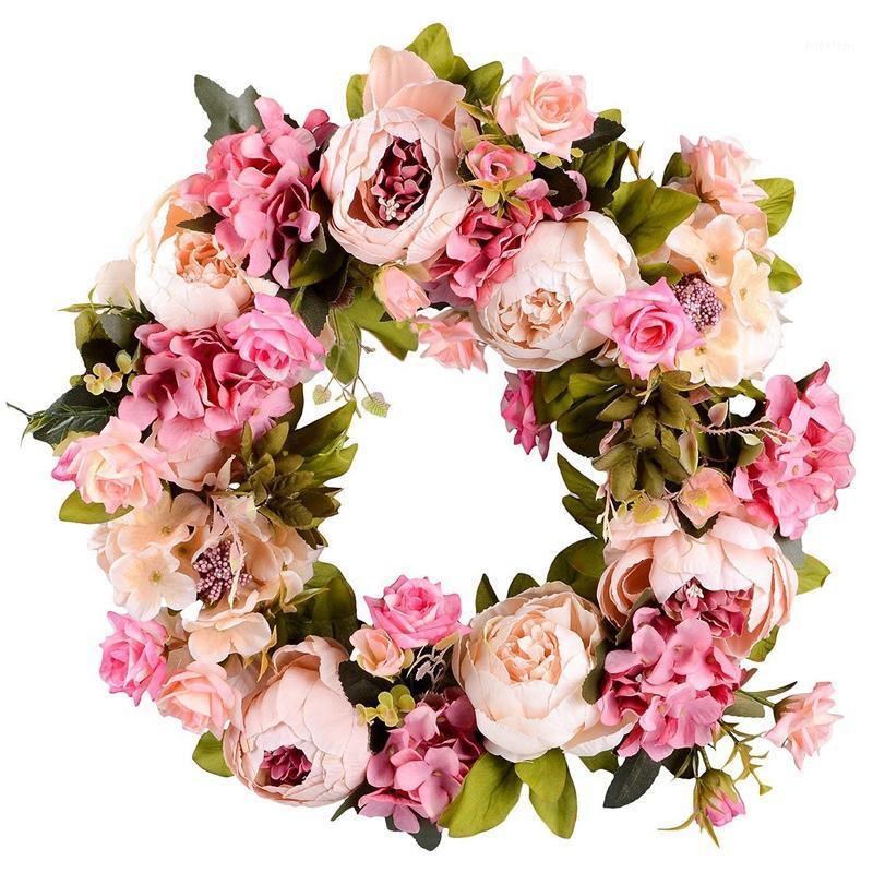 

Artificial Flower Wreath Peony Wreath - 16inch Door Spring Round For The Front Door, Wedding, Home Decor1, Pink
