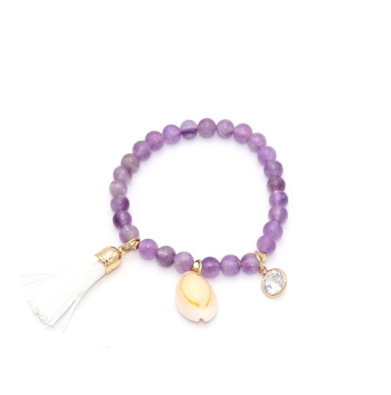 

Charm Bracelets Bohemia Cotton Tassel Natural Stone Beaded