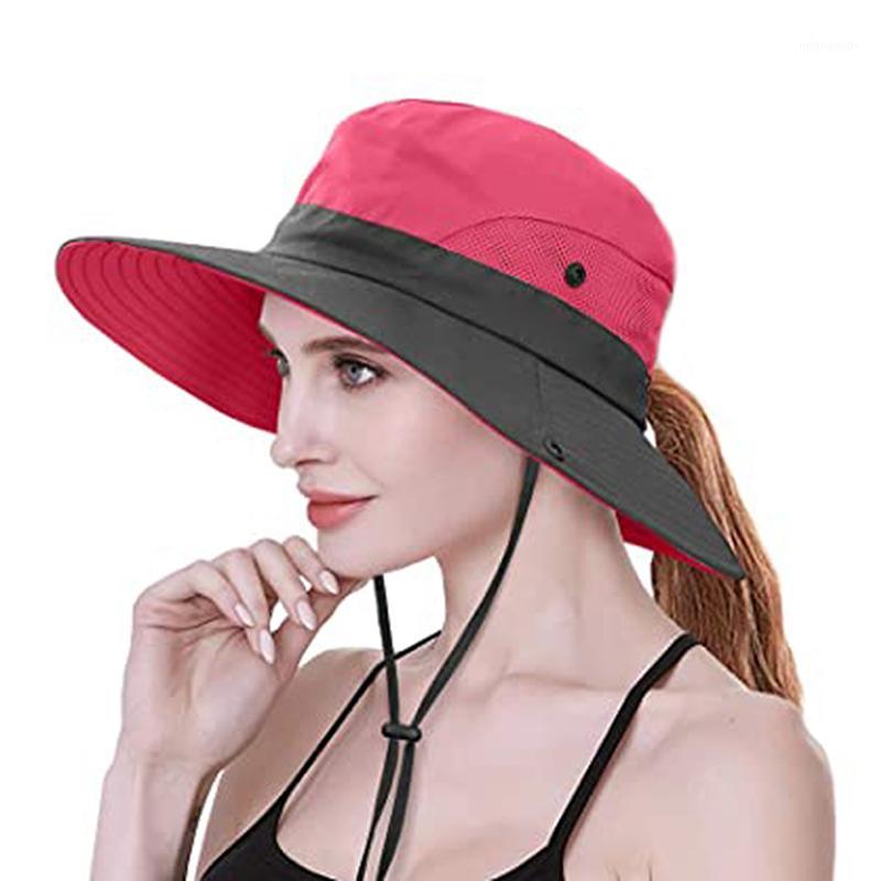

Womens UV Protection Sun Hat Wide Brim Boonie Cap for Fishing Hiking H91, Black