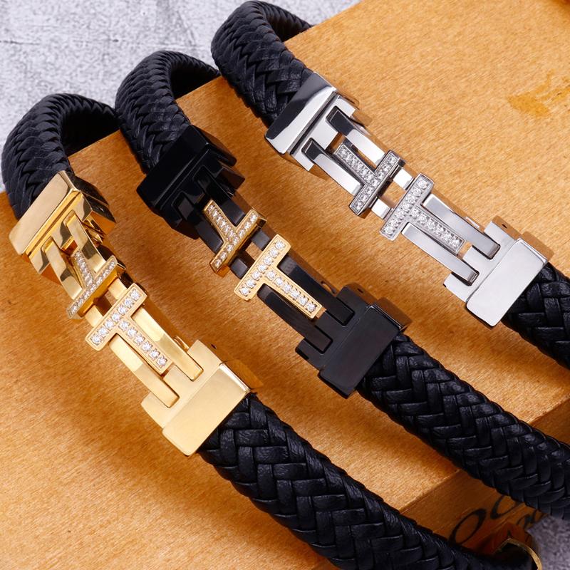 

S.Steel Cross Bracelets For Men Boys Genuine Leather Bracelet Cuff Wrap Wristband 2020 School Graduation Birthday Gift for Him